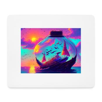 Ship in the round bottle colorful - Mouse Pad (horizontal) - white - Front