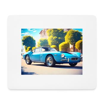 Blauer Sportwagen Retro 1960er - Mousepad (Querformat) - Weiß - Vorne