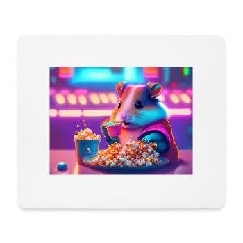 Hamster und Popcorn - Mousepad (Querformat) - Weiß - Vorne