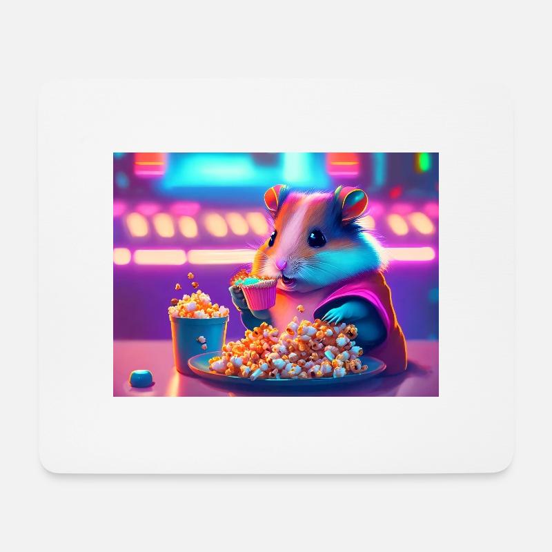 Hamster und Popcorn - Mousepad (Querformat) - Weiß