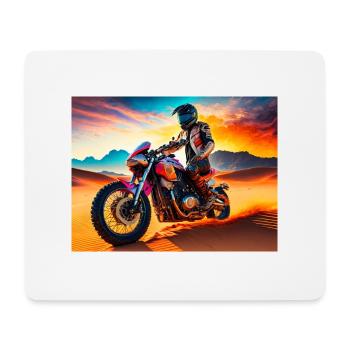 Motorcycle Motocross in Desert at Sunset - Mouse Pad (horizontal) - white - Front