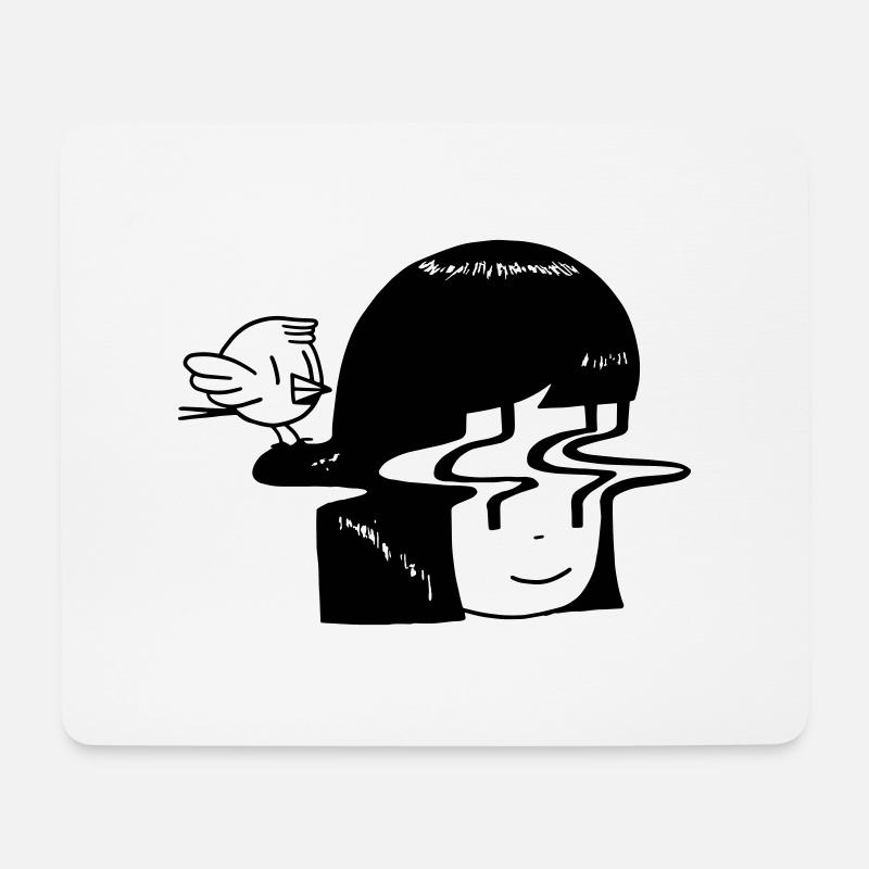 Verzerrung und Vogel - Mousepad (Querformat) - Weiß