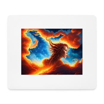 blue red sky with a woman illustration - Mouse Pad (horizontal) - white - Front