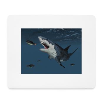 Grand requin blanc à la chasse - Tapis de souris (format paysage) - blanc - Devant