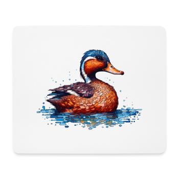 Eine wahrlich schöne Ente die im Wasser schwimmt - Mousepad (Querformat) - Weiß - Vorne
