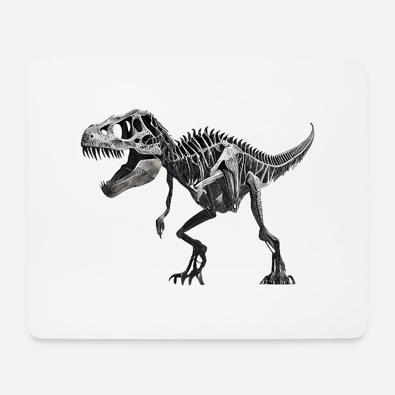 Dinosaurier T-Rex Skelett - Mousepad (Querformat) - Weiß