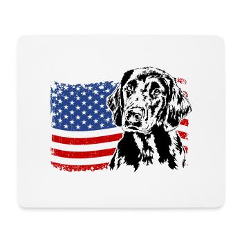 Retriever à poil plat America Flag Dogs Wilsigns - Tapis de souris (format paysage) - blanc - Devant