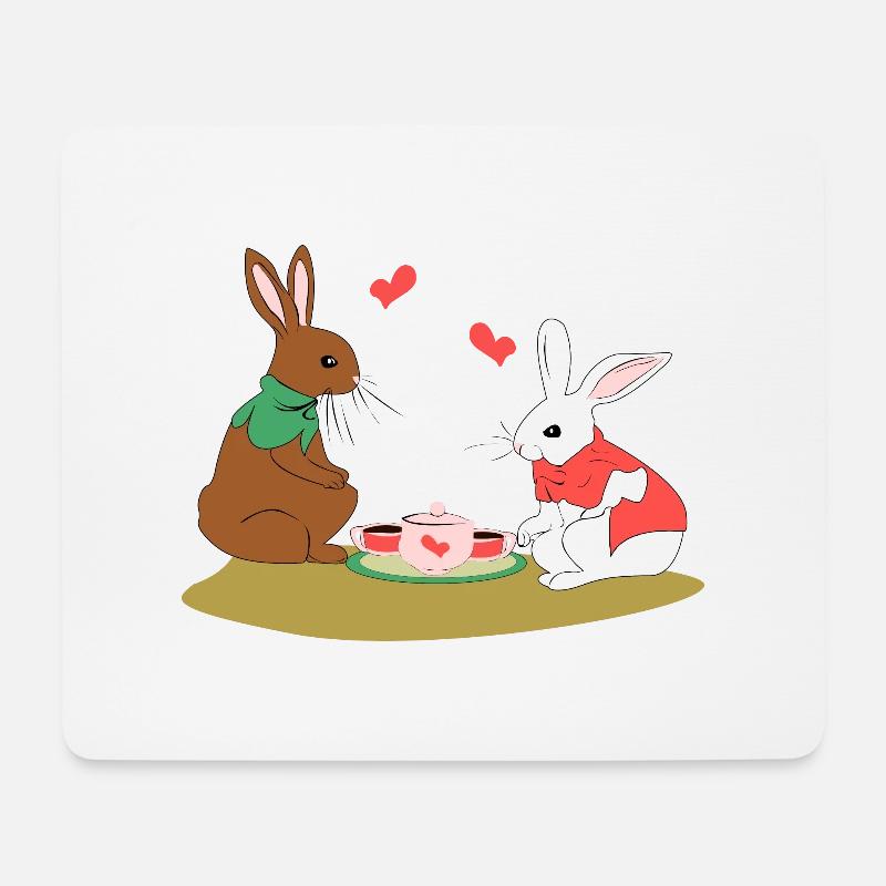 Verliebte Kaninchen - Mousepad (Querformat) - Weiß