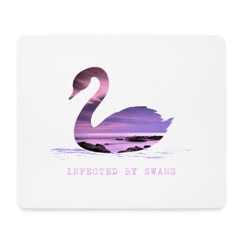 Schwan Schwäne im Sunset Schwanverliebt am Teich - Mousepad (Querformat) - Weiß - Vorne