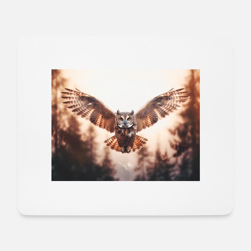 Fliegende Eule - Mousepad (Querformat) - Weiß