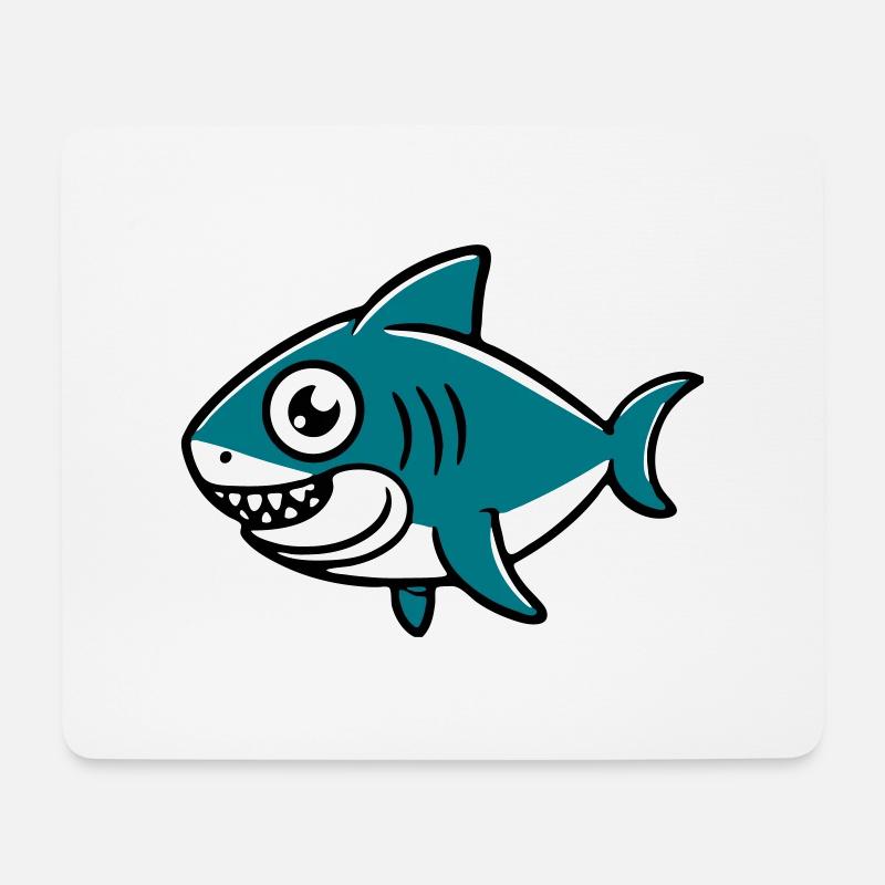 Requin dessin enfant - Tapis de souris (format paysage) - blanc