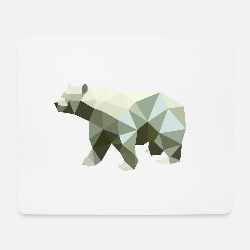 Bär Polygon Eckig Wandern Bäume Tier Berge Natur - Mousepad (Querformat) - Weiß