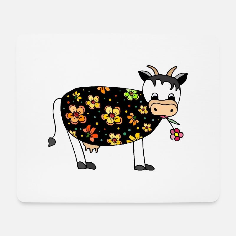 Vache - Tapis de souris (format paysage) - blanc
