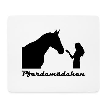 Pferdemädchen schwarz Silhouette Schriftzug - Mousepad (Querformat) - Weiß - Vorne