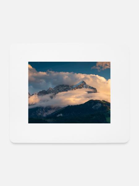 Alpspitze in Wolken - Mousepad (Querformat) - Weiß
