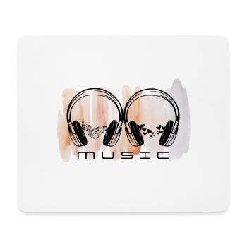 Amour et la musique. Couple de casques audio. - Tapis de souris (format paysage) - blanc - Devant