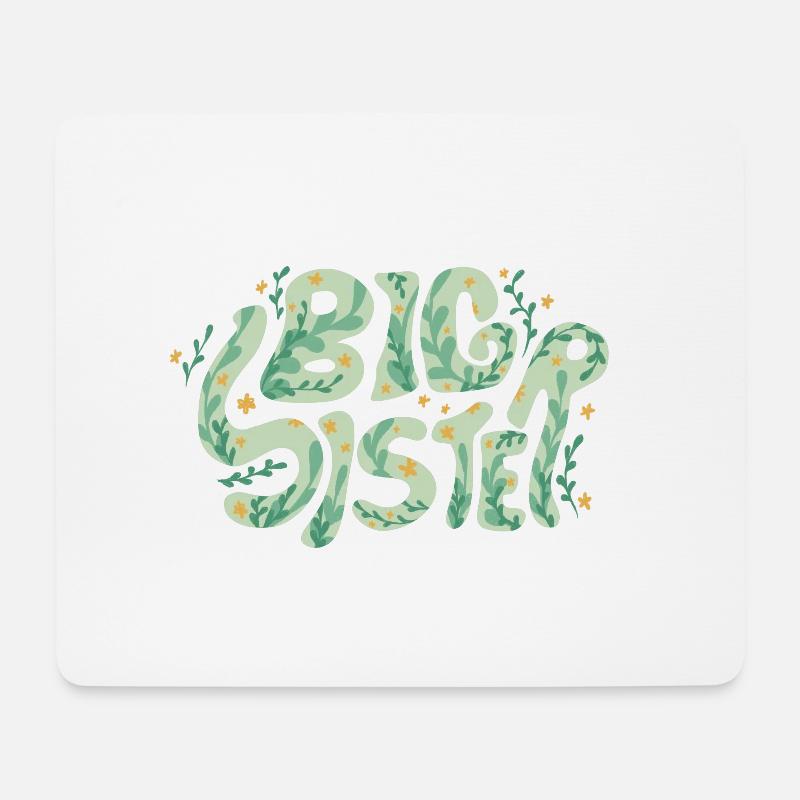 Spruch "big sister" große Schwester Kalligrafie - Mousepad (Querformat) - Weiß
