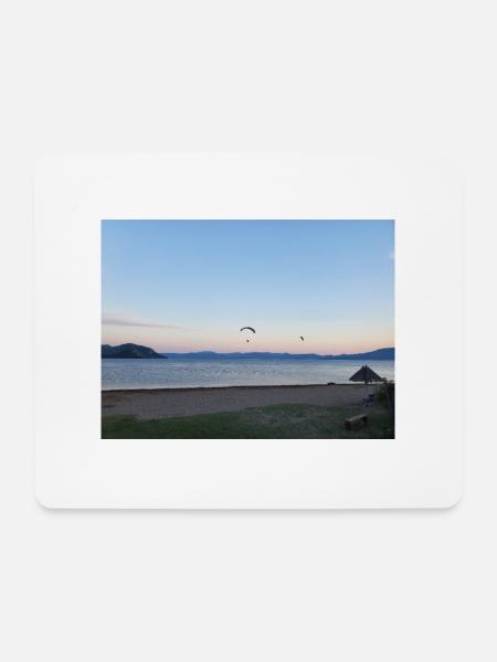 Urlaub, Strand, Meer, Sonne, Sonnenuntergang - Mousepad (Querformat) - Weiß