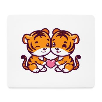 Tigre Couple Amour Couple Amoureux - Tapis de souris (format paysage) - blanc - Devant