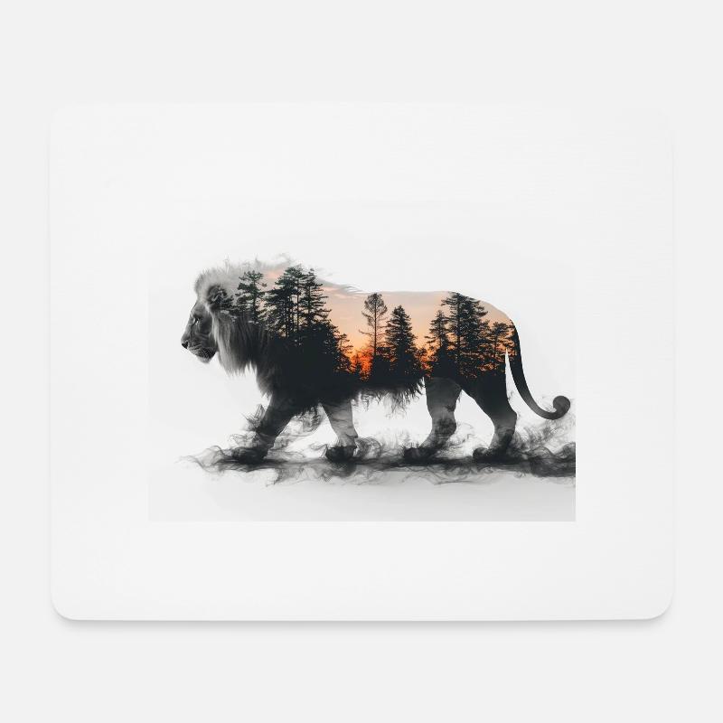 Shadow lion silhouette. - Mouse Pad (horizontal) - white