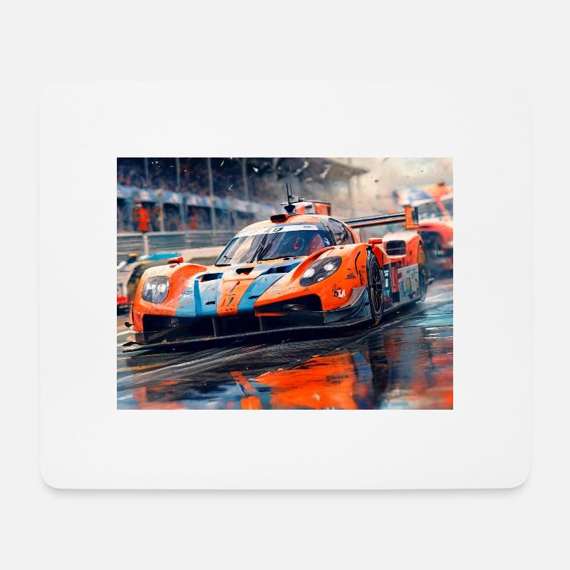 Course automobile - Tapis de souris (format paysage) - blanc