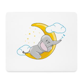 Cute baby elephant sleeping on the moon - Mouse Pad (horizontal) - white - Front