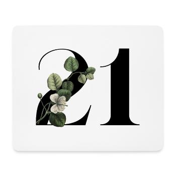 Nummer 21 Blumengrün -21. Blumengeburtstag - Mousepad (Querformat) - Weiß - Vorne