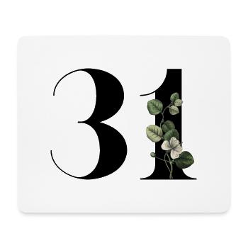 Numéro 31 floral vert - 31e anniversaire floral - Tapis de souris (format paysage) - blanc - Devant