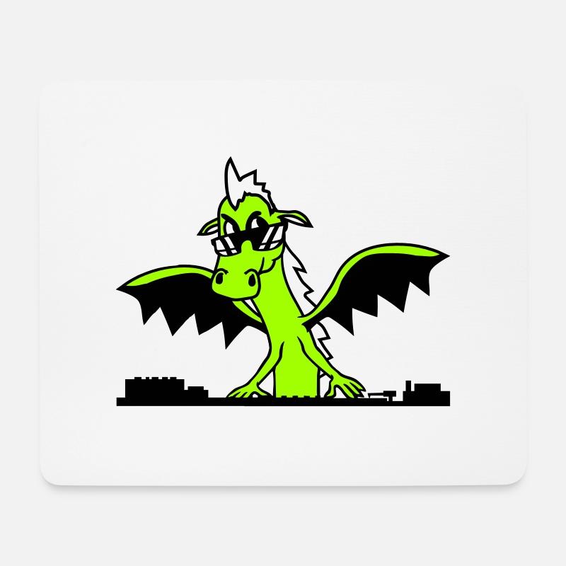 Flügel Drache DJ Mischpult Party Monster Musik - Mousepad (Querformat) - Weiß
