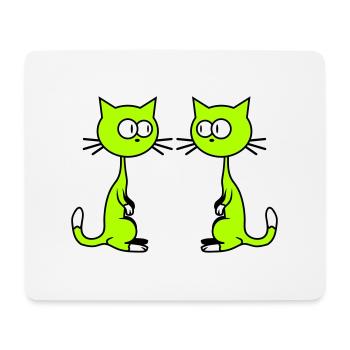 2 Neugierige Komische Katzen Gucken Sich Lustig An - Mousepad (Querformat) - Weiß - Vorne