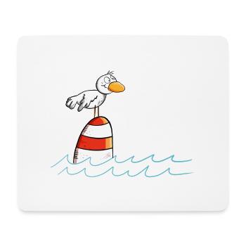 Drollige Möwe Will Meer - Mousepad (Querformat) - Weiß - Vorne