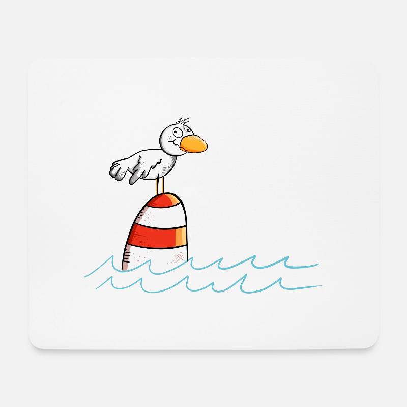 Drollige Möwe Watt Is - Mousepad (Querformat) - Weiß