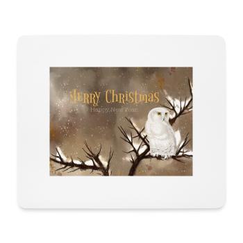 Fröhliche Weihnachten Schneeeule Winterszenerie - Mousepad (Querformat) - Weiß - Vorne