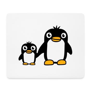 2 pingouins papa maman enfant bébé mains tenant mignon - Tapis de souris (format paysage) - blanc - Devant