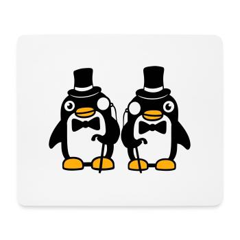 2 Pinguin Gentlemen Sir Herr Zylinder Hut Monokel - Mousepad (Querformat) - Weiß - Vorne