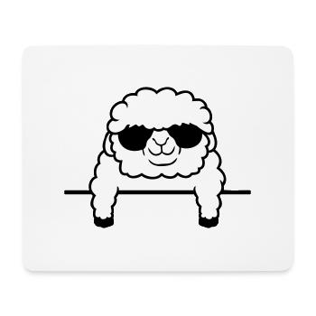 Schaf Hinter Zaun Mauer Sonnenbrille Schäfchen - Mousepad (Querformat) - Weiß - Vorne