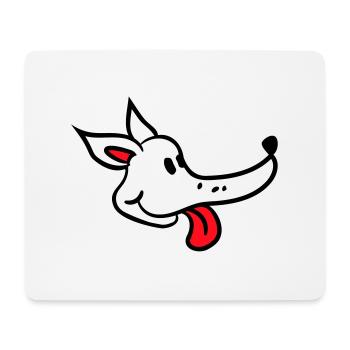Visage de chien Drôle Mignon Langue Sortant Tête - Tapis de souris (format paysage) - blanc - Devant