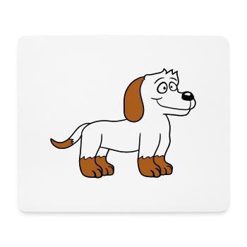 chien se tient mignon petit chiot heureux animal de compagnie - Tapis de souris (format paysage) - blanc - Devant