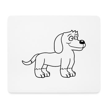 chien se tient mignon petit chiot heureux animal de compagnie - Tapis de souris (format paysage) - blanc - Devant