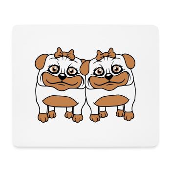 2 chiens carlin filles femmes petites amies équipe filles - Tapis de souris (format paysage) - blanc - Devant
