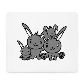 4 Hasen Familie Kinder Eltern Vier Geschwister Süß - Mousepad (Querformat) - Weiß - Vorne