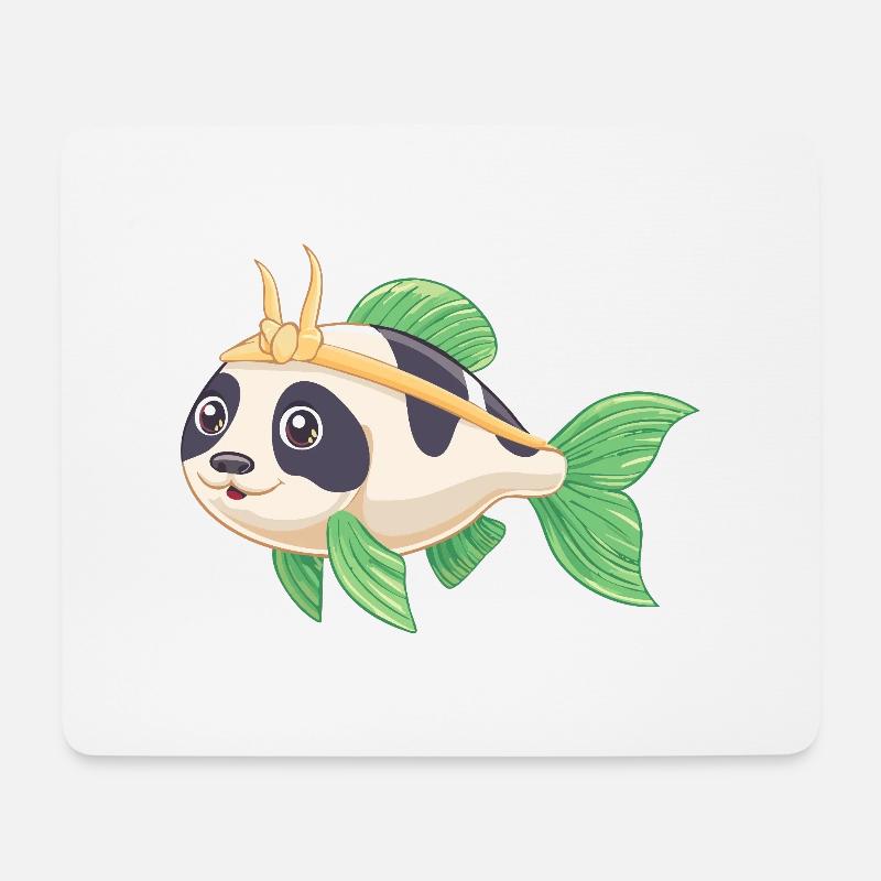 PandaPanzerwels – Süßes Hybrid-Design - Mousepad (Querformat) - Weiß
