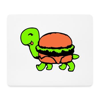 Turtle Hamburger Cheeseburger Fast-Food Fun - Tapis de souris (format paysage) - blanc - Devant