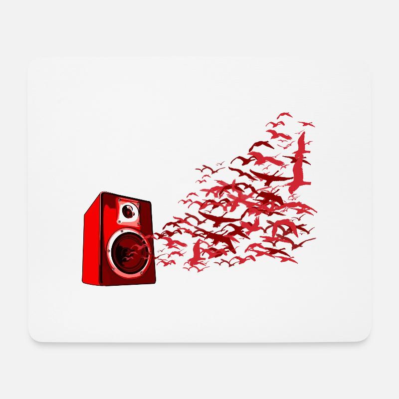 Lautsprecher Vögel DJ - Mousepad (Querformat) - Weiß