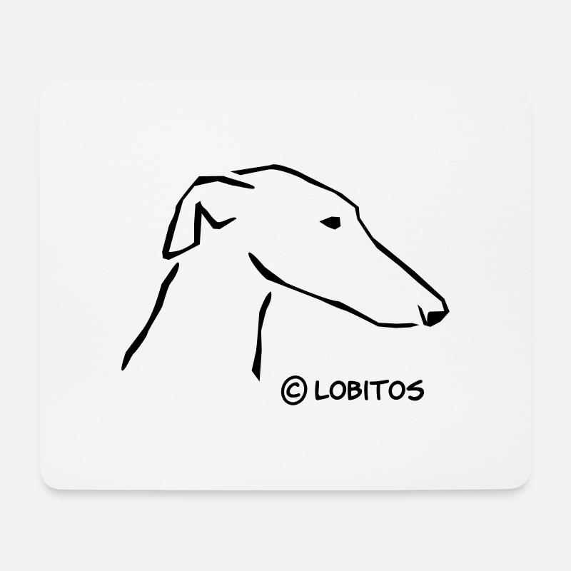 Windhundkopf - Mousepad (Querformat) - Weiß