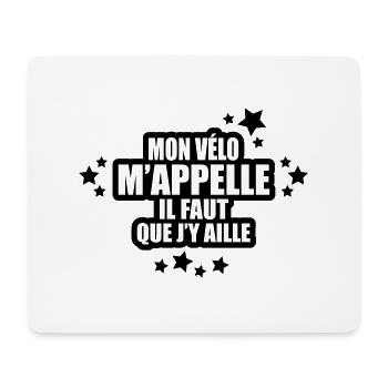mon vélo m'appelle il faut que j'y aille - Tapis de souris (format paysage) - blanc - Devant