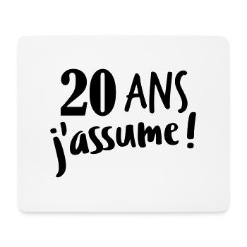 20 ans j'assume - Tapis de souris (format paysage) - blanc - Devant