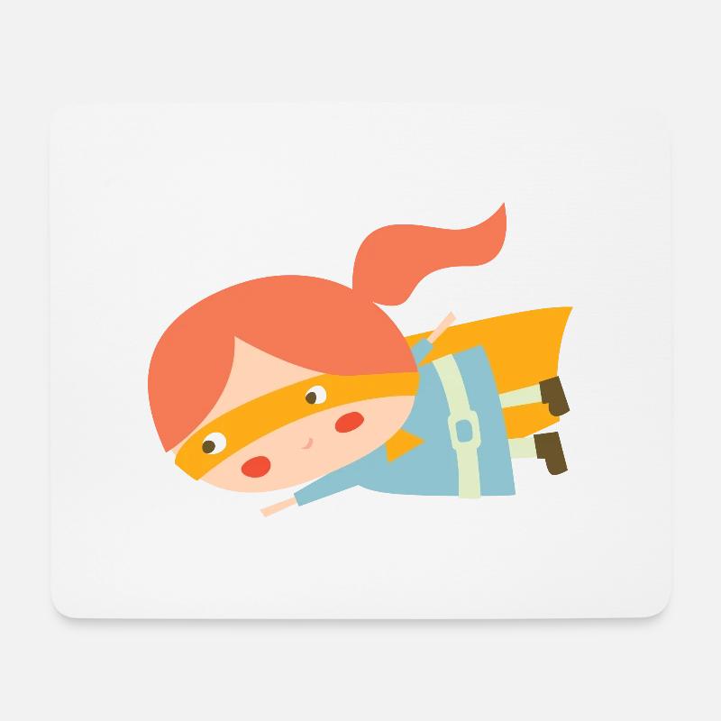 Fliegende Superheldin - Mousepad (Querformat) - Weiß