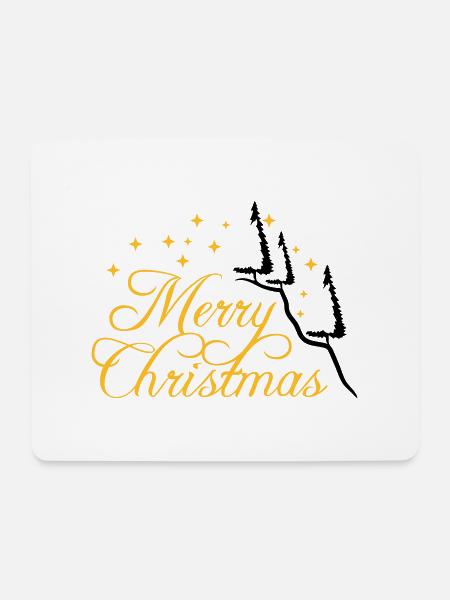 tannen berg tannenbaum sterne nacht merry christma - Mousepad (Querformat) - Weiß