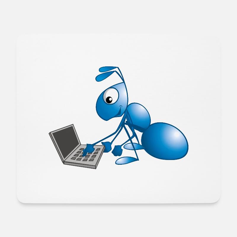 Ant with Laptop - Mouse Pad (horizontal) - white